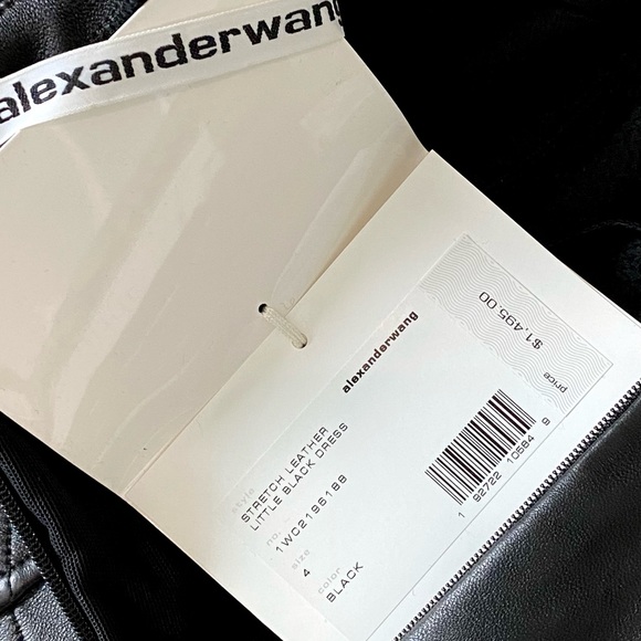 ALEXANDER WANG STRETCH LEATHER BUSTIER “LITTLE BLACK DRESS”, SZ 4 BLACK - Picture 16 of 16